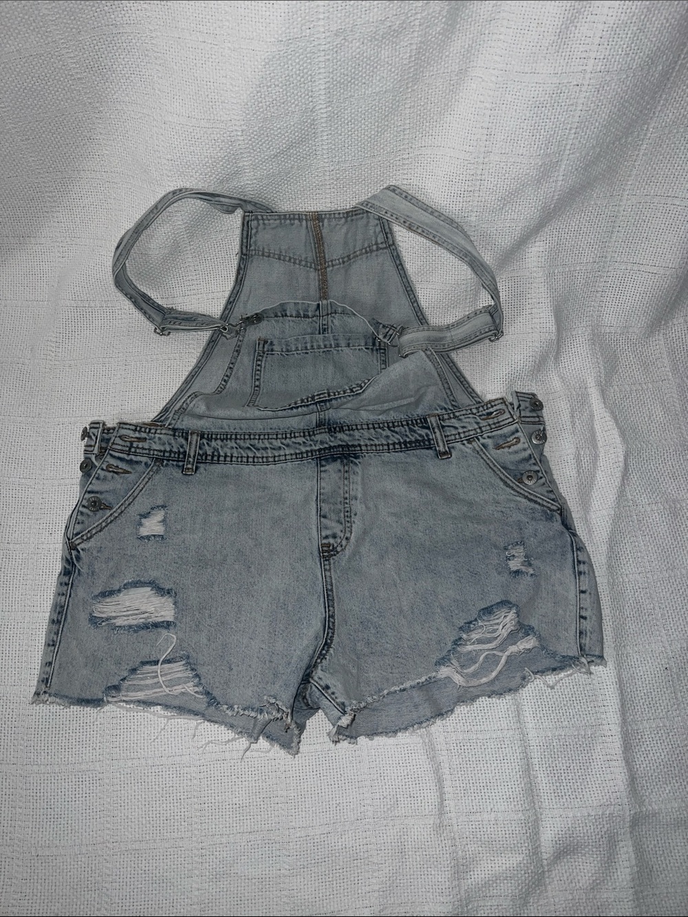 True Craft Light Wash Denim Short Overalls